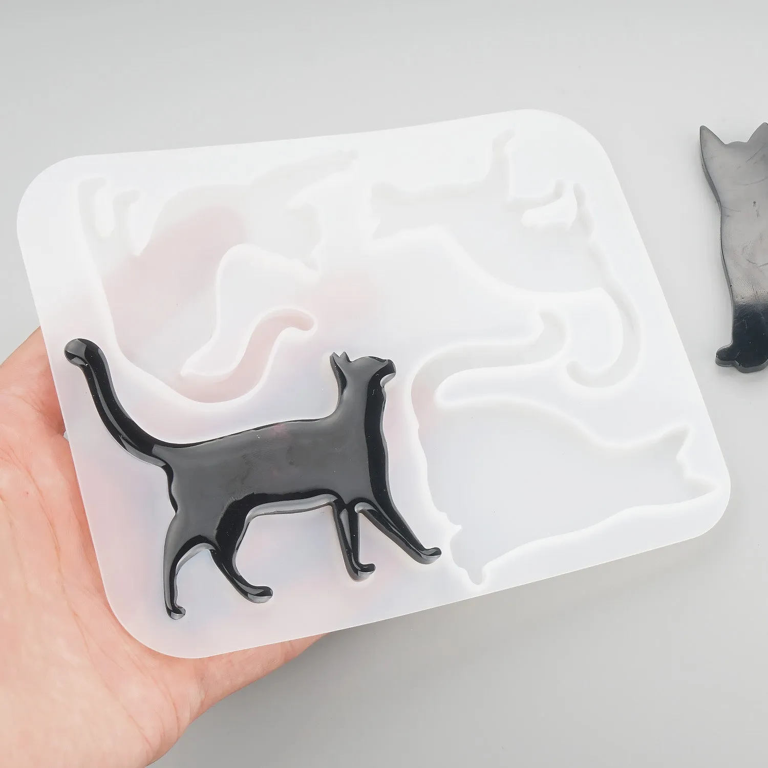 1 pc Shiny Silicone Cat Mold Epoxy Resin Jewelry Making Supplies 4-Cavity 10398350