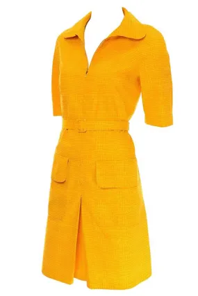 1960's Marimekko Vintage Summer Dress Orange & Yellow Print Cotton Size 8