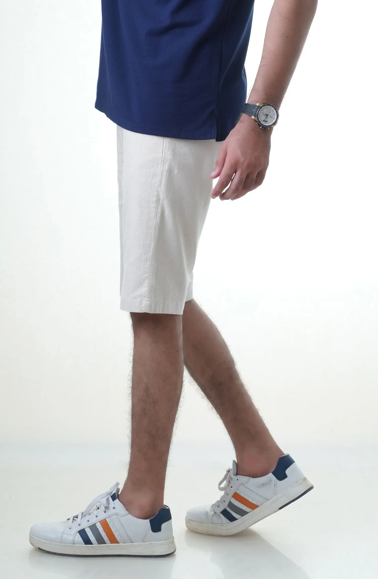 2 Qtr Linen Shorts - Off White