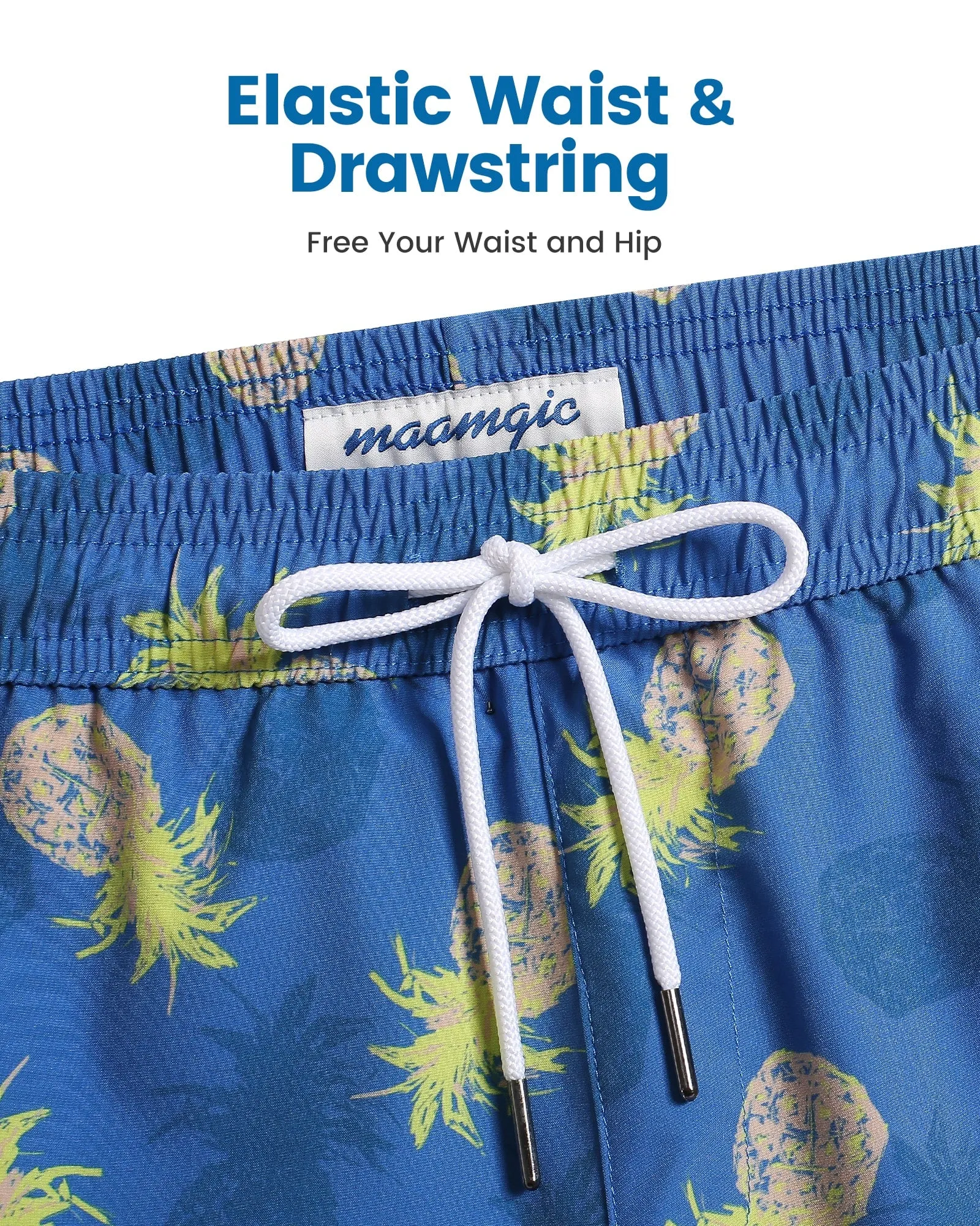 4 Inseam 2 in 1 Stretch Short Liner Blue Pineapple Swim Shorts