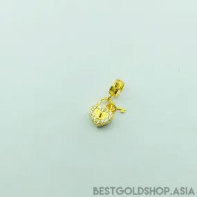 916/22k Gold Heart Lock with crystal