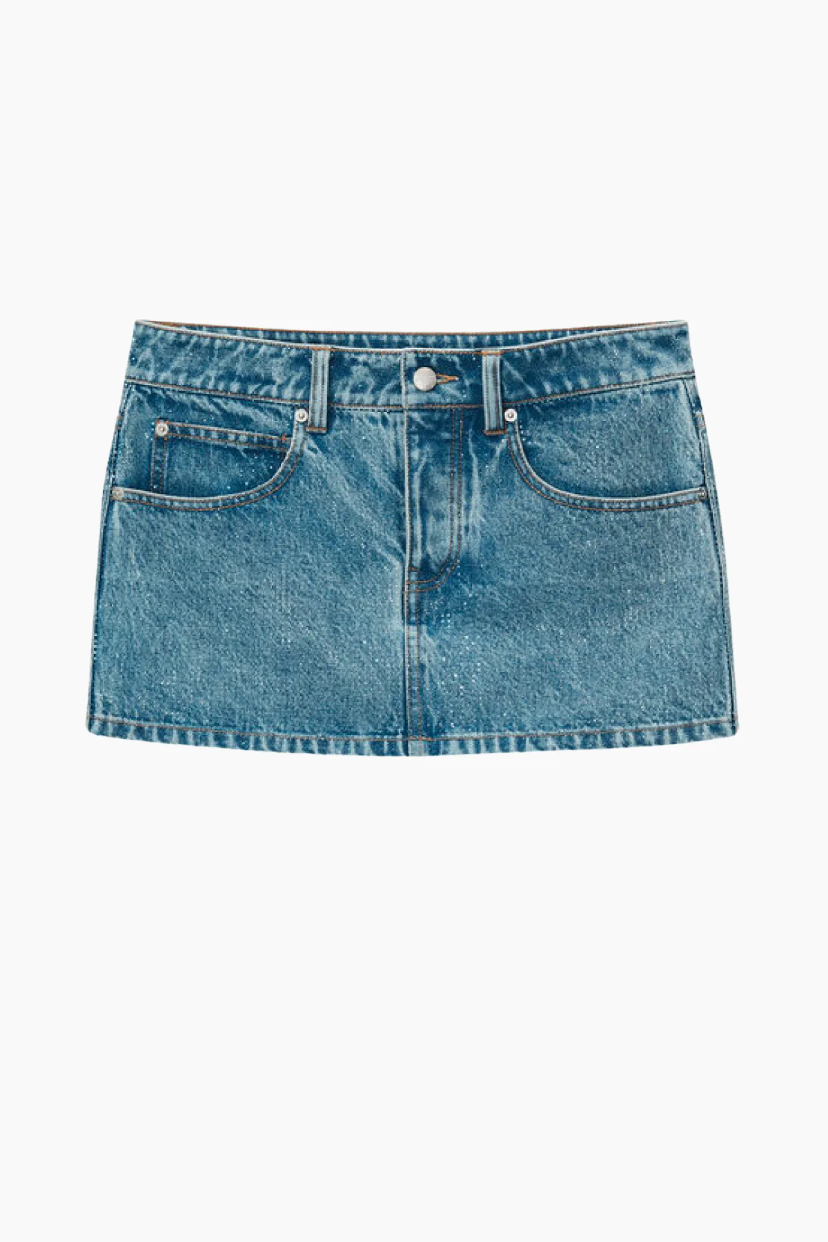 Alexander Wang Clear Hotfix Denim Mini Skirt - Light Vintage Indigo