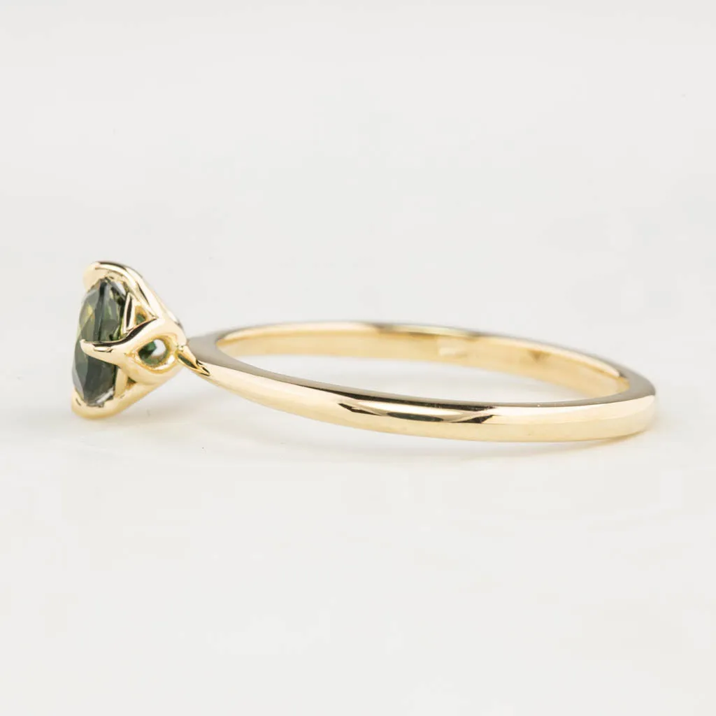 Alice Ring 0.83ct Green Queensland Sapphire, 14k Yellow Gold (One of a kind)