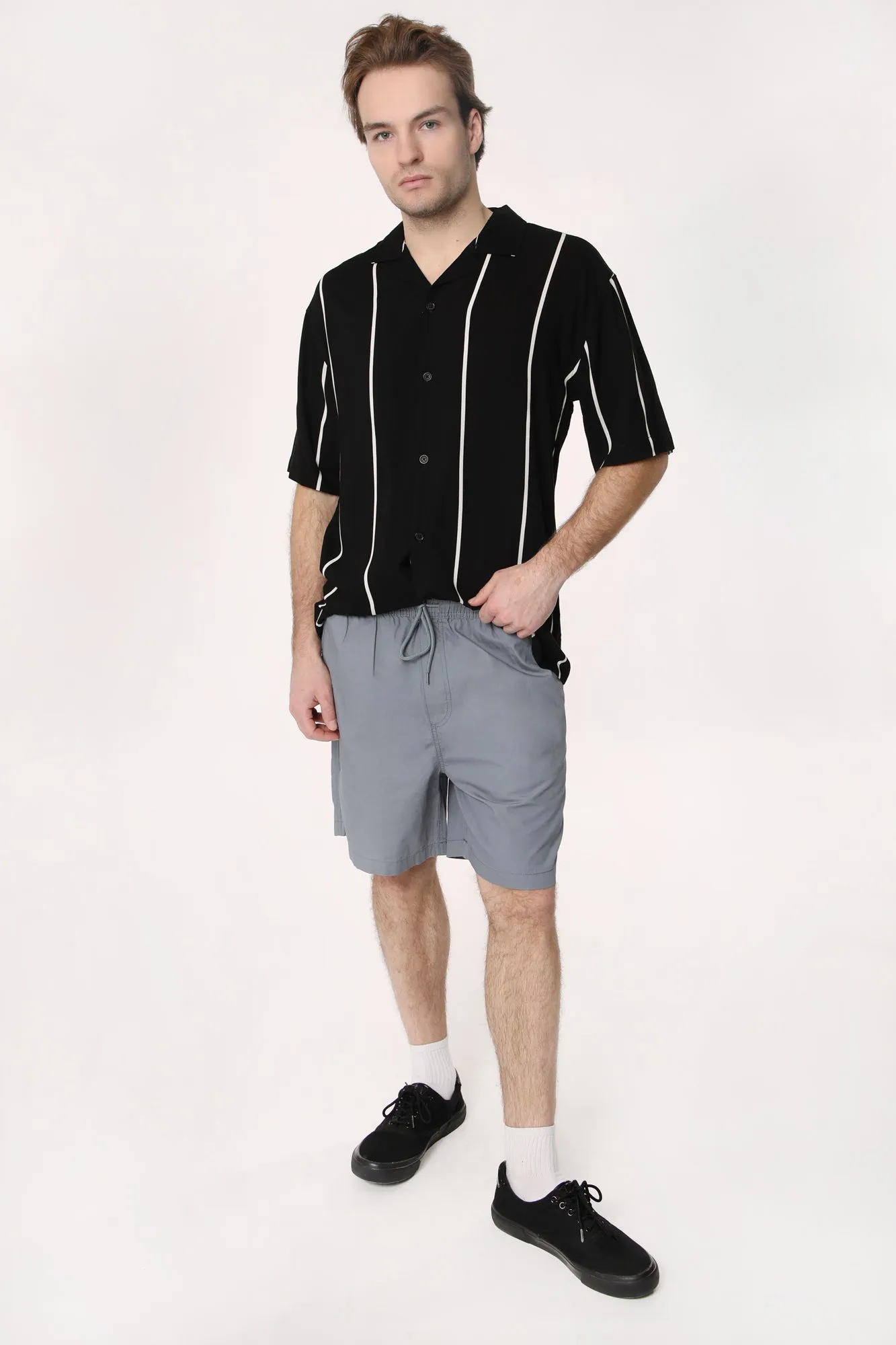 Amnesia Mens Poplin Jogger Shorts