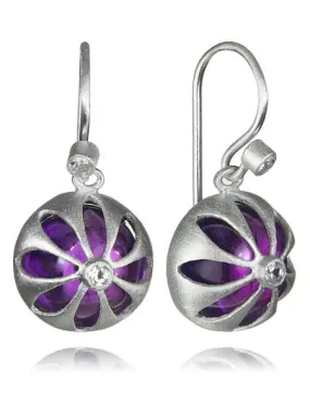 Arabesque Flower Cut Out Earrings Amethyst