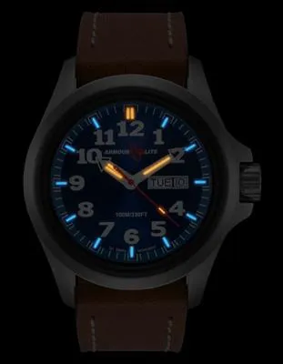 ArmourLite Officer Series Mens Watch - Leather Strap - Blue Dial - Day/Date