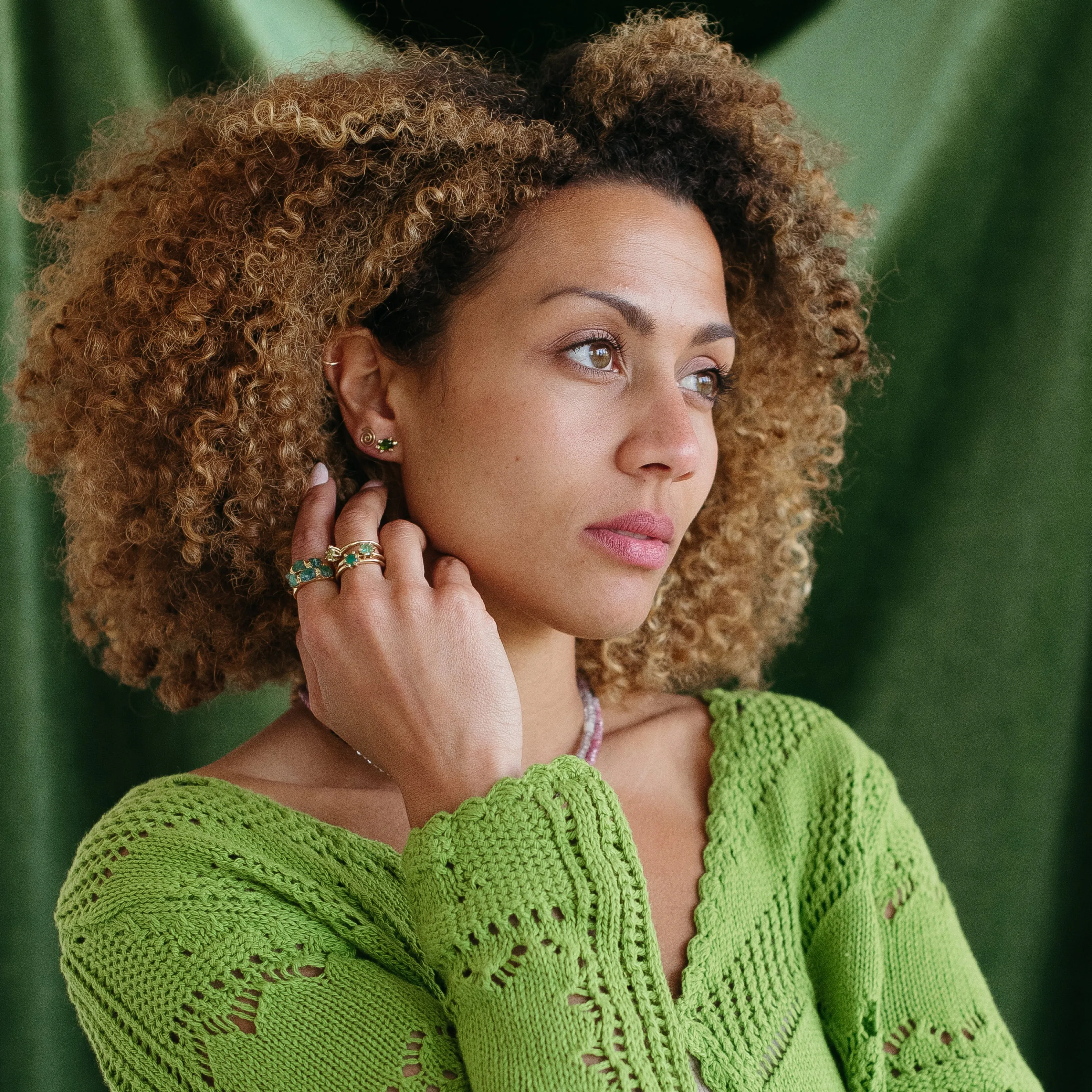 Aster Earrings with Green Tourmaline