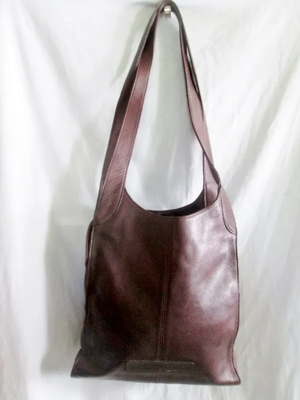 Auth FOSSIL TOTE 75082 carryall shopper leather handbag hobo bag BROWN