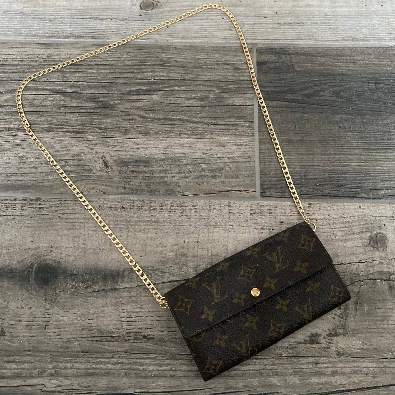 Authentic Rare Louis Vuitton Monogram Canvas Portefeuile Sarah Wallet