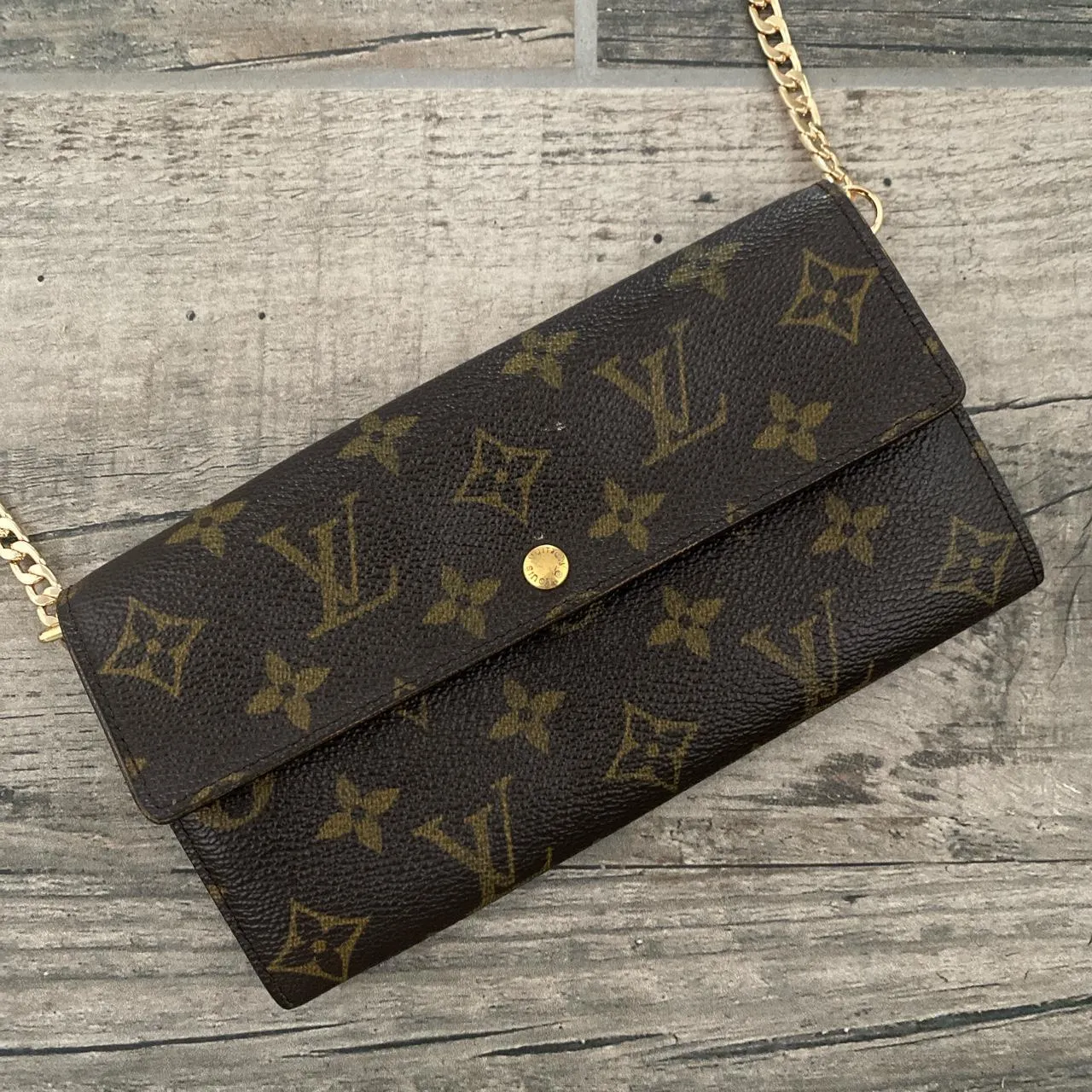 Authentic Rare Louis Vuitton Monogram Canvas Portefeuile Sarah Wallet