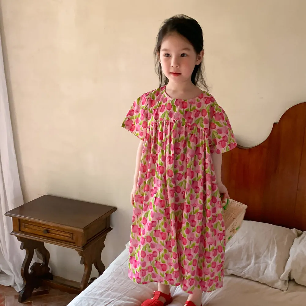 Baby Kid Girls Flower Print Dresses