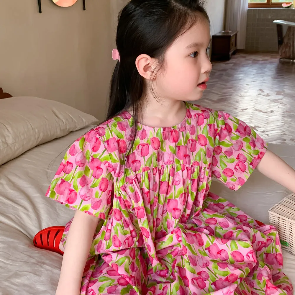 Baby Kid Girls Flower Print Dresses