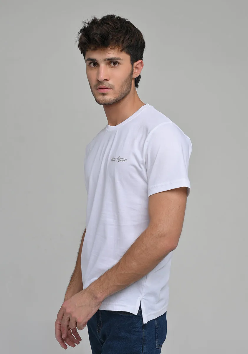 Basic Jersey Round Neck Off White T-Shirt