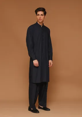 Basic Poly Viscose Dark Sapphire Slim Fit Plain Suit