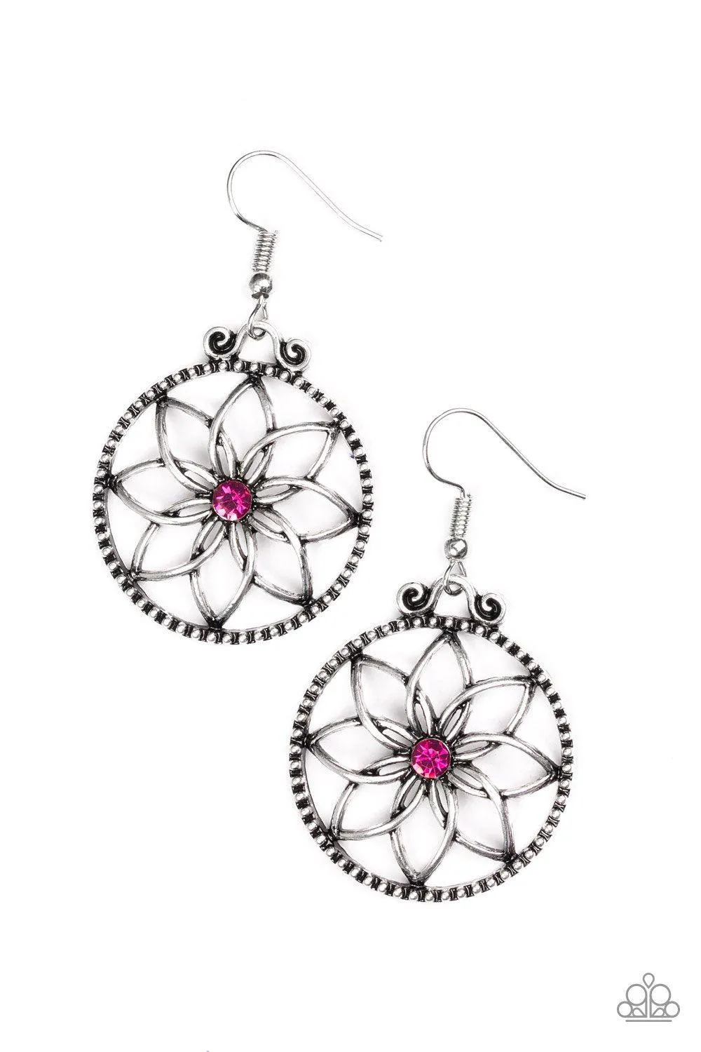 Bloom Bloom Pink Flower Earrings - Paparazzi Accessories