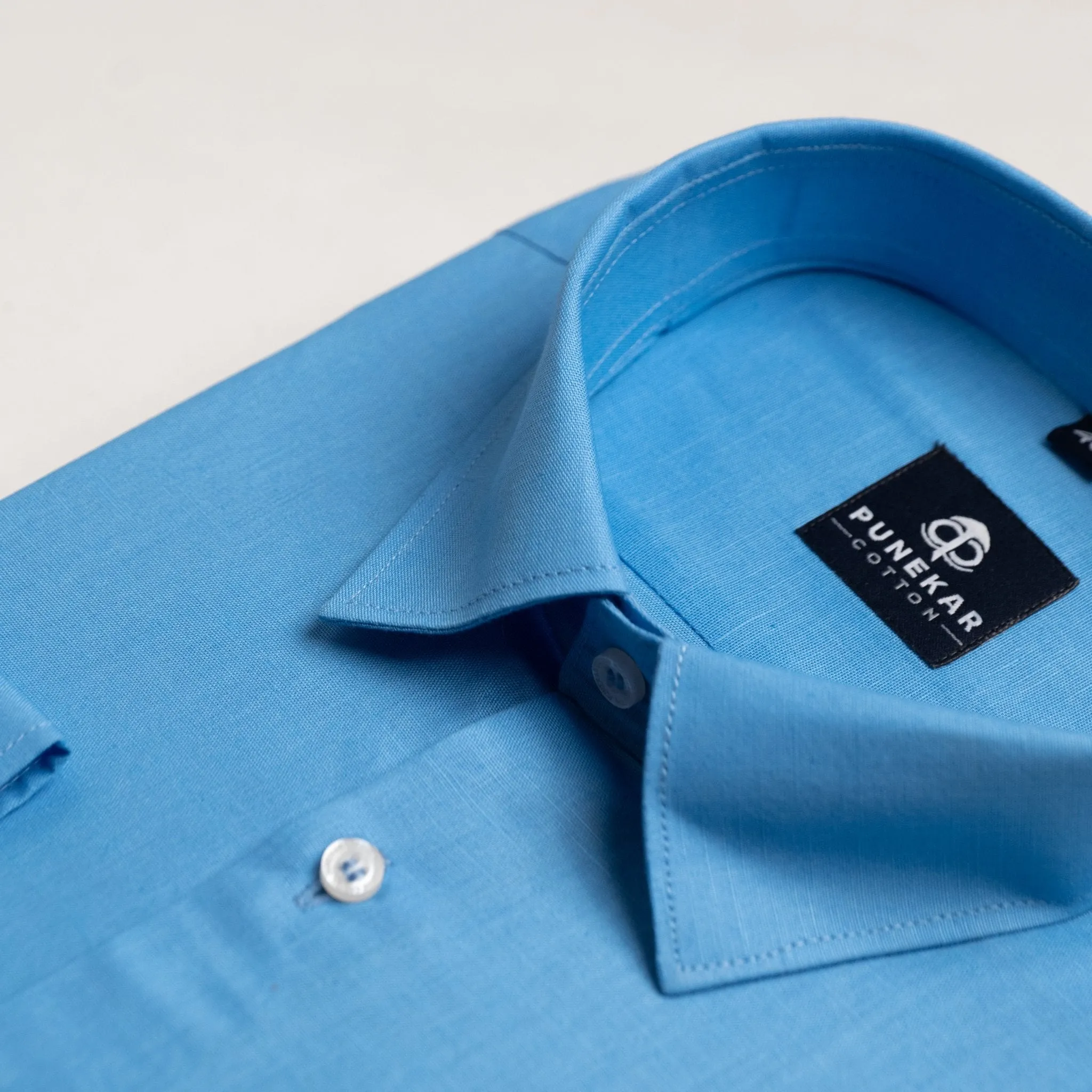 Blue Color Solid Pure Cotton For Men