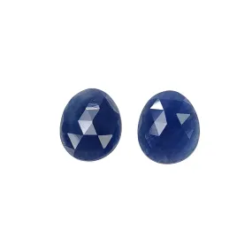 BLUE SAPPHIRE Gemstone Rose Cut : 9.25cts Natural Untreated Unheated Sapphire Egg Shape 12*10mm Pair