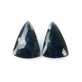 BLUE SILVER SAPPHIRE Gemstone Rose Cut : 42.00cts Natural Untreated Unheated Sapphire Briolette Marquise Shape 28*20mm Pair (With Video)