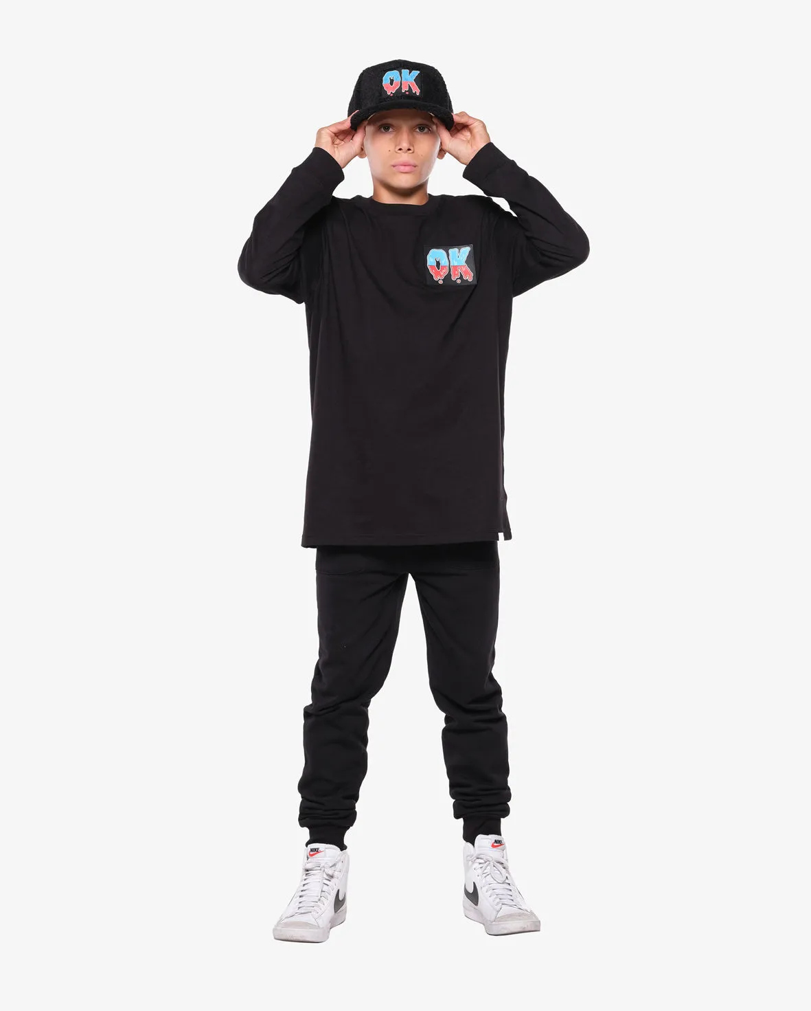 BOB OK Gradient Black LS Tee