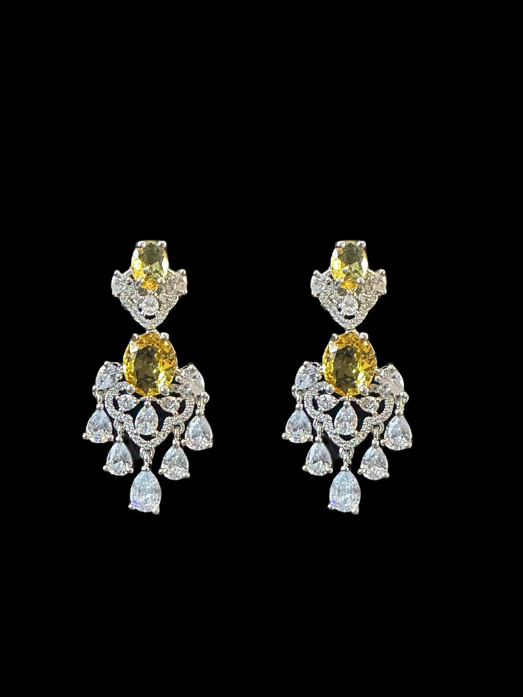 BR315 High quality cz  necklace set with tika - yellow / citrine  ( SHIPS IN 4 WEEKS )