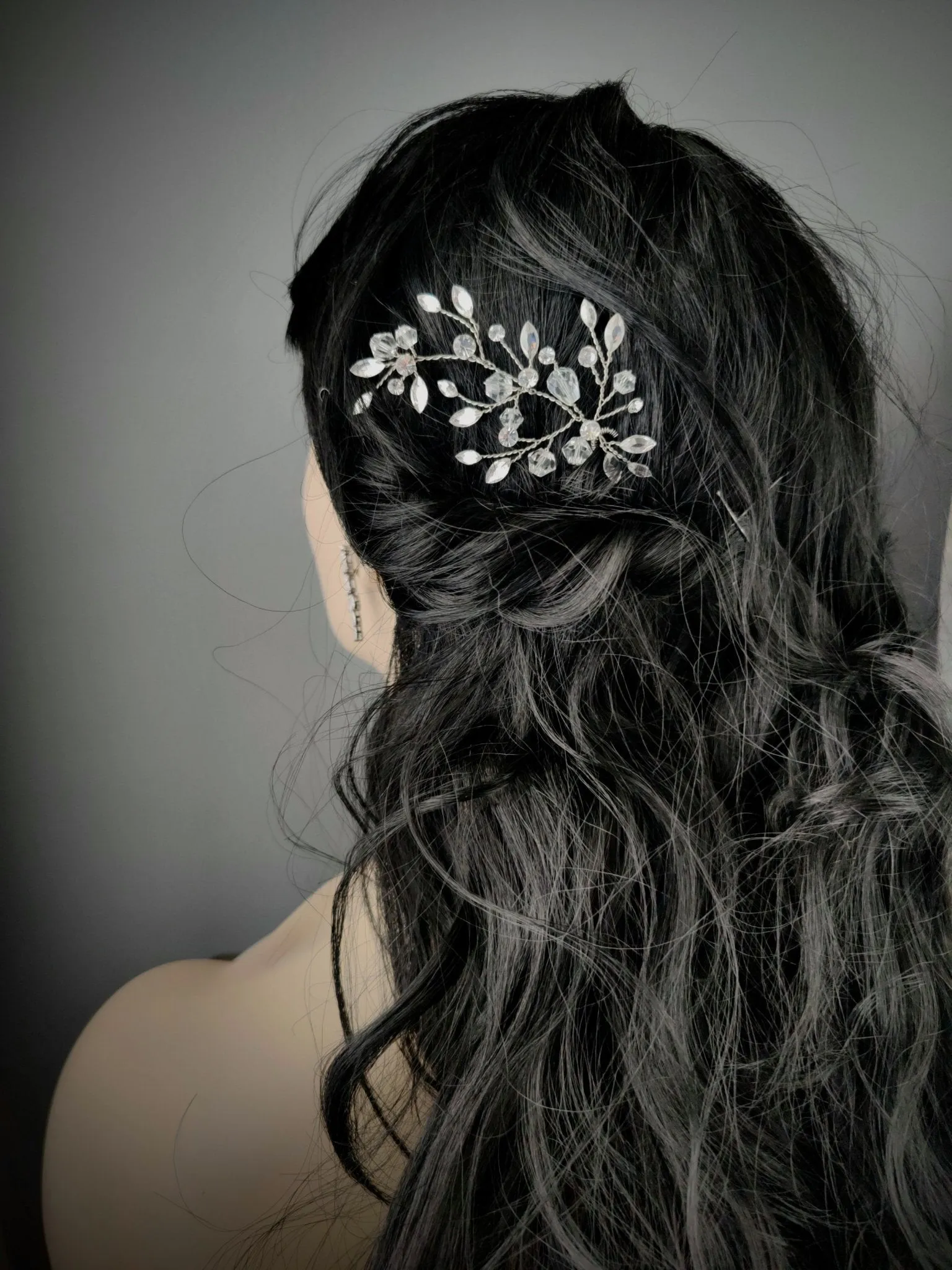 Bridal Hair Pin of Crystal and Rhinestones