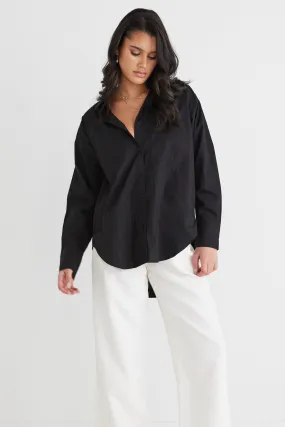 California Black Poplin Oversized Shirt