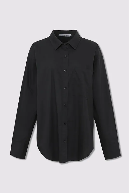 California Black Poplin Oversized Shirt