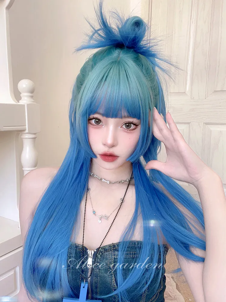 Casual Series Long Ocean Blue Gradient Wig ON981