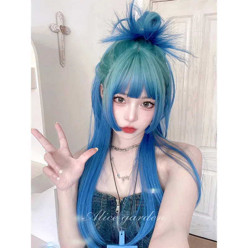 Casual Series Long Ocean Blue Gradient Wig ON981