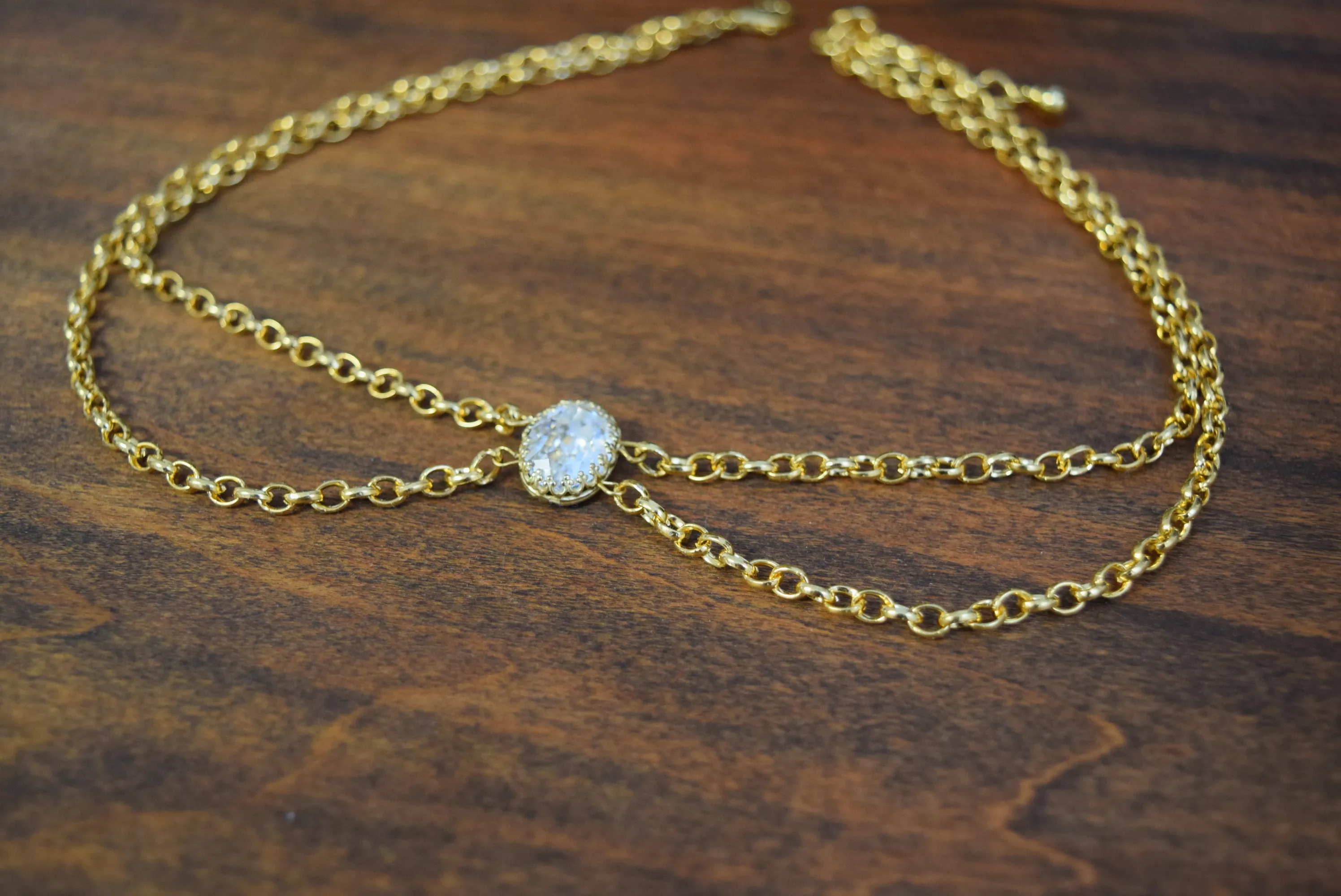 Chain and Crystal Festoon Necklace