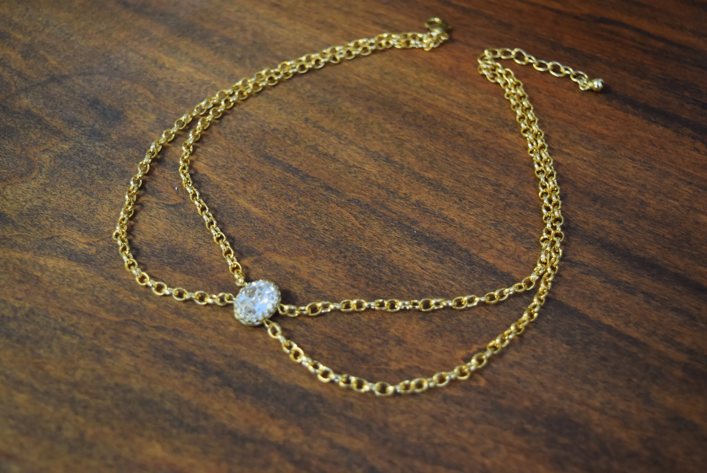 Chain and Crystal Festoon Necklace