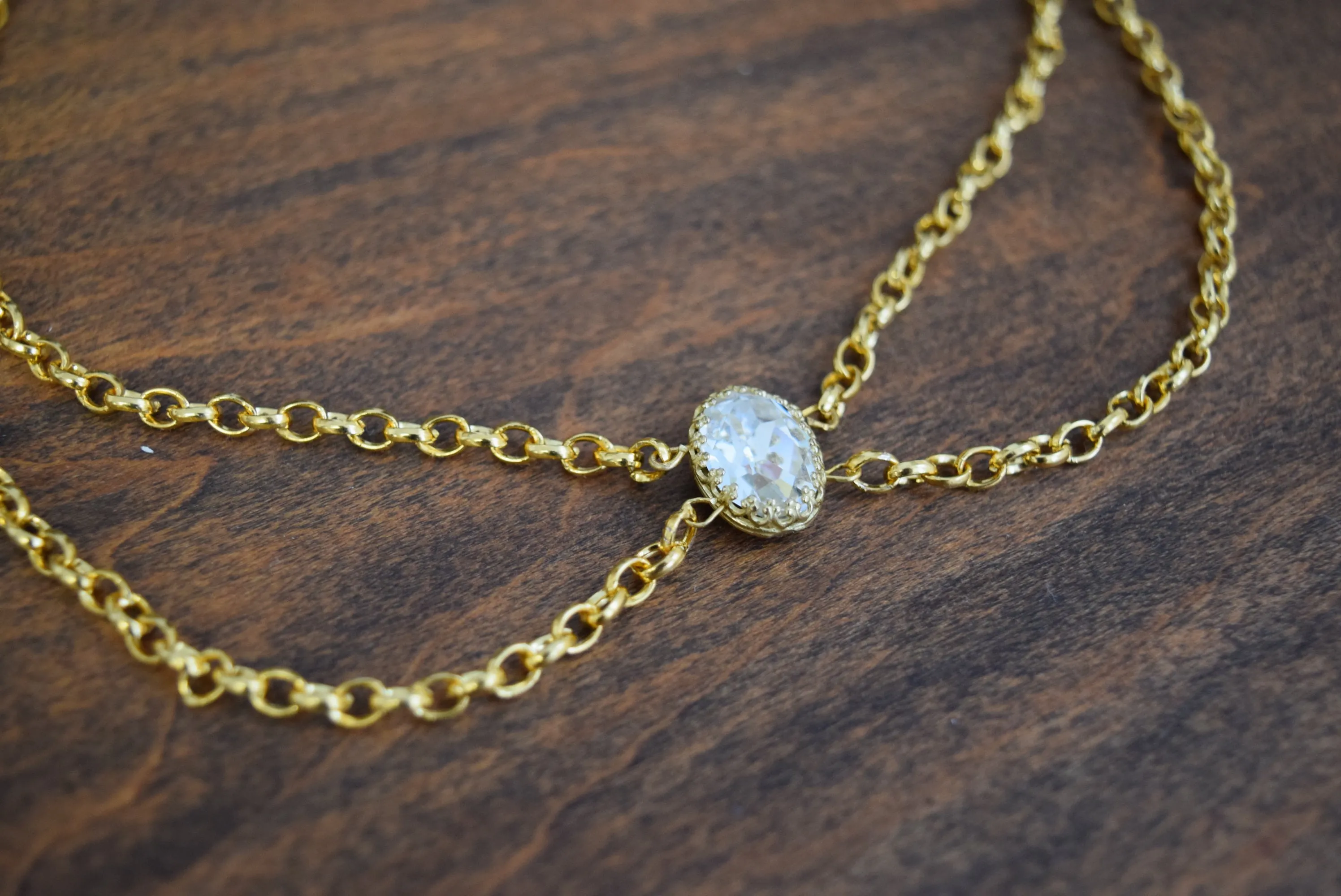 Chain and Crystal Festoon Necklace