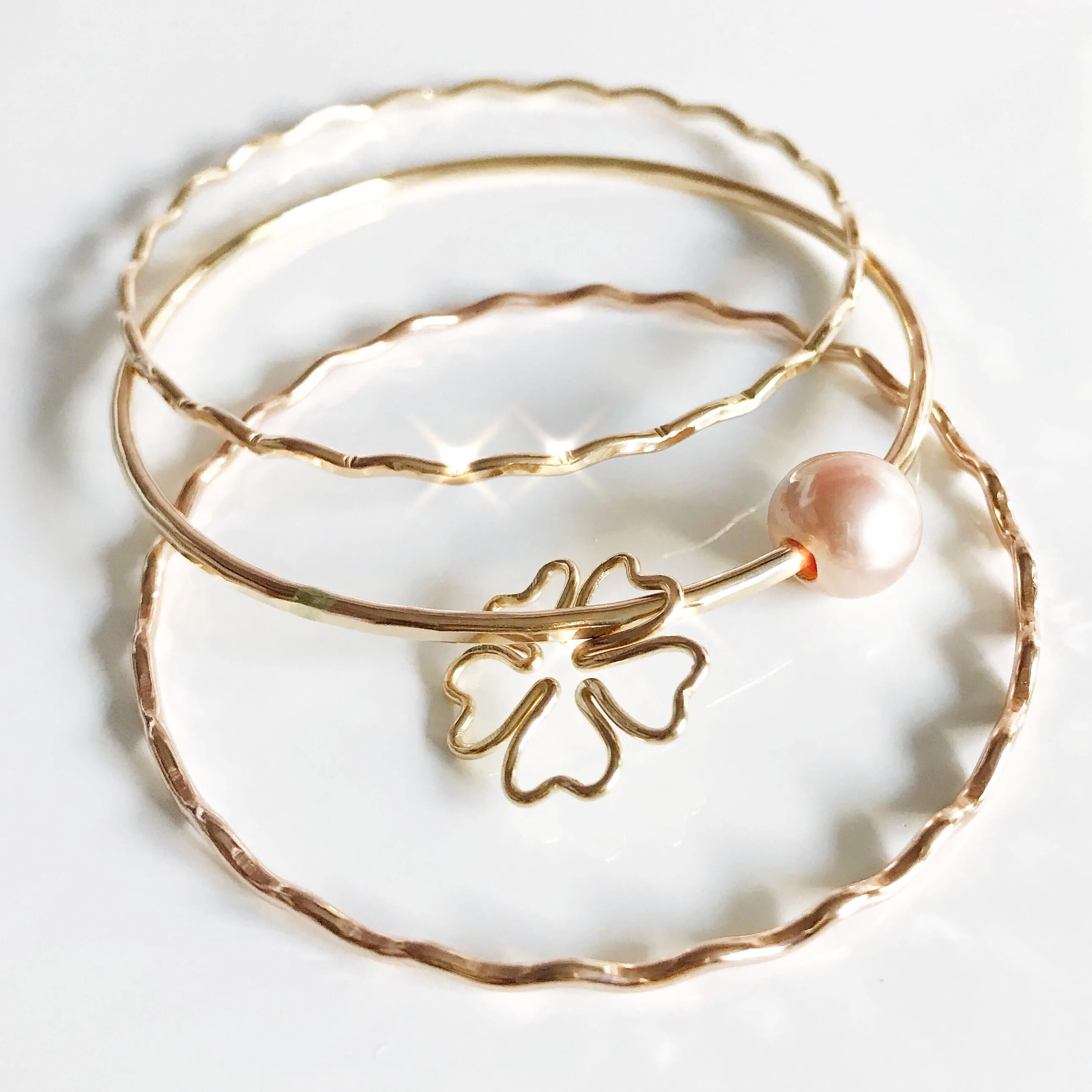 Cherry Blossom bangle- pink pearl (B354)