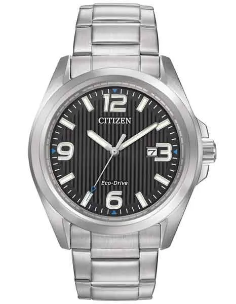 Citizen Eco-Drive Mens Chandler Watch - Black Dial - Stainless Case & Bracelet