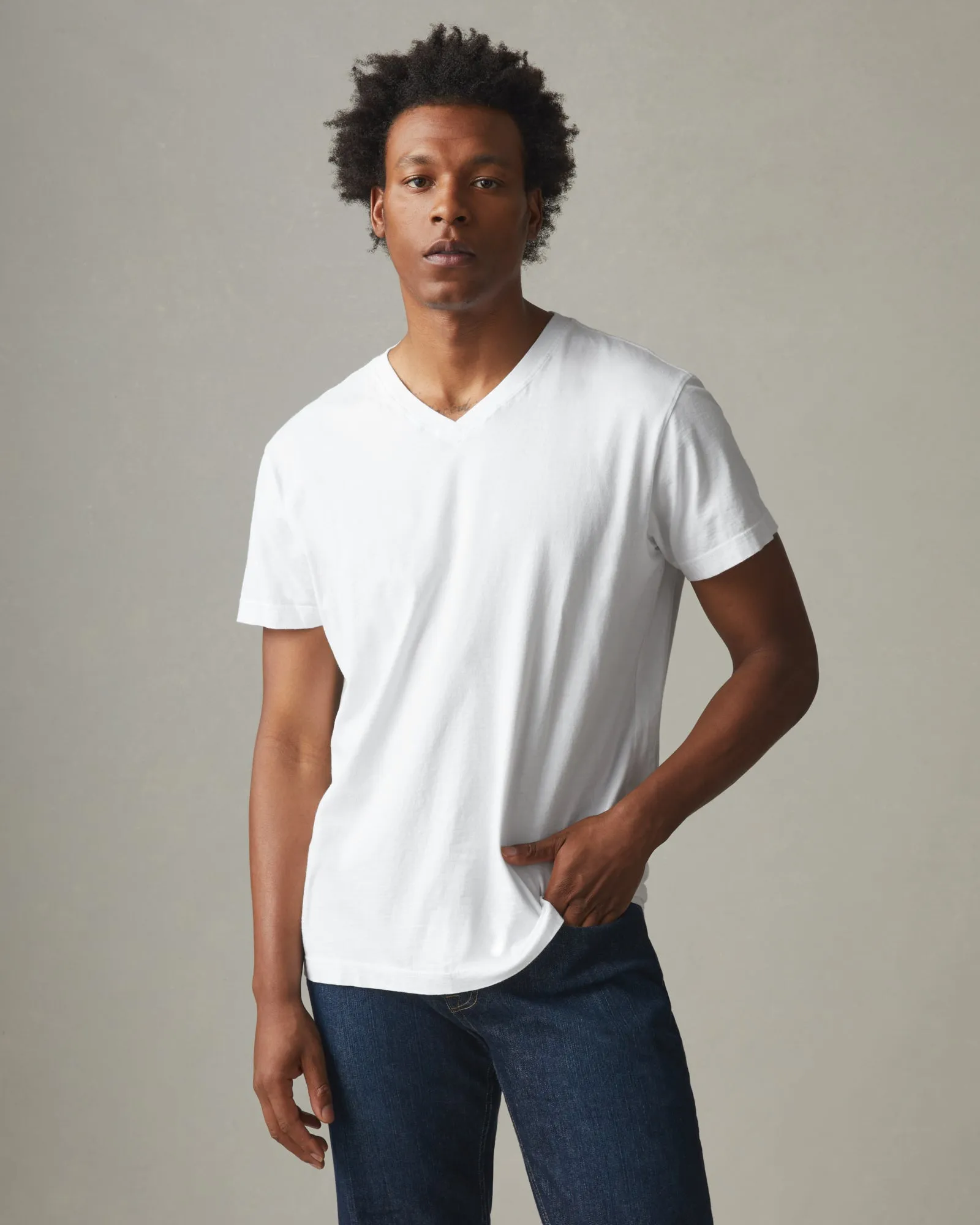 Classic Cotton V-Neck Tee - White