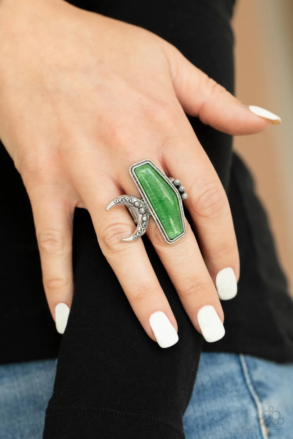 Cosmic Karma Jade Green Stone Ring - Paparazzi Accessories