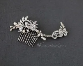 Crystal and Freshwater Pearl Wave Bridal Comb