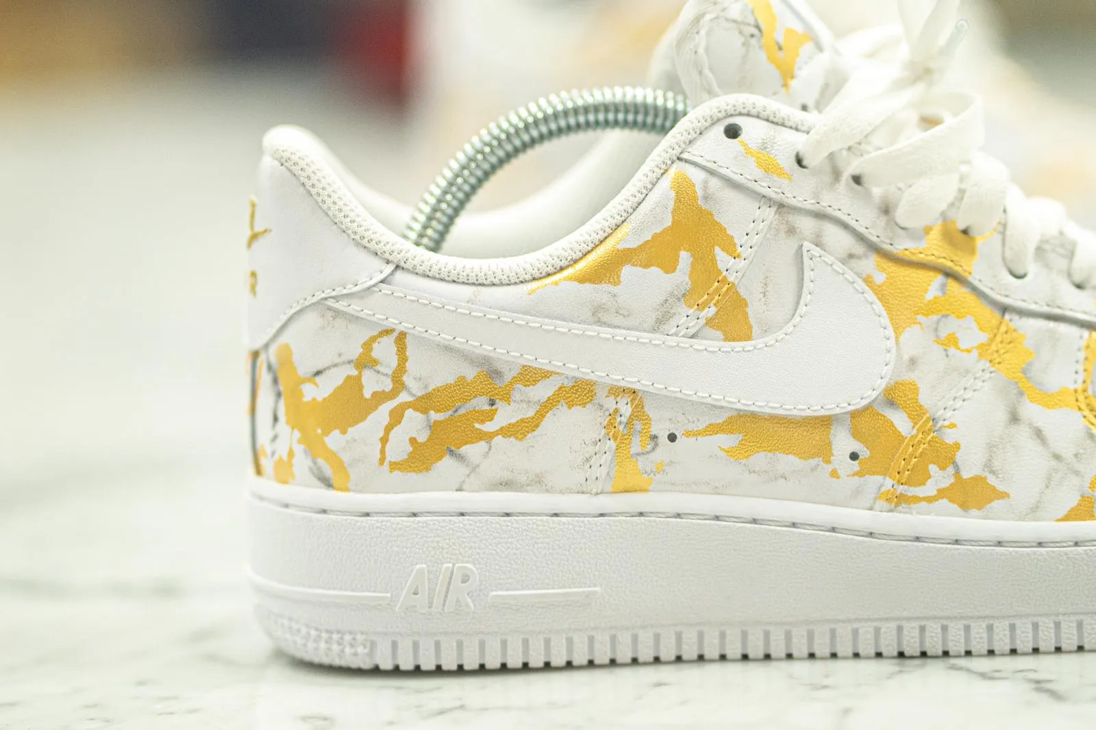 Custom Hand Painted Gold Marble Nike Air Force 1 Low