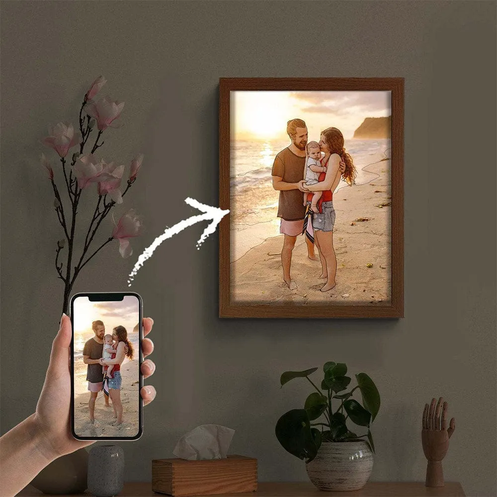 Custom Photo Night Light Gift LED Light Sketch Painting Frame