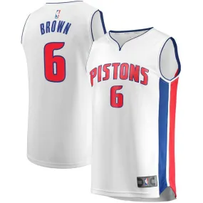 Detroit Pistons Bruce Brown Fanatics Branded Replica Fast Break Player Association Jersey Kids - White | Ireland Q5755M5