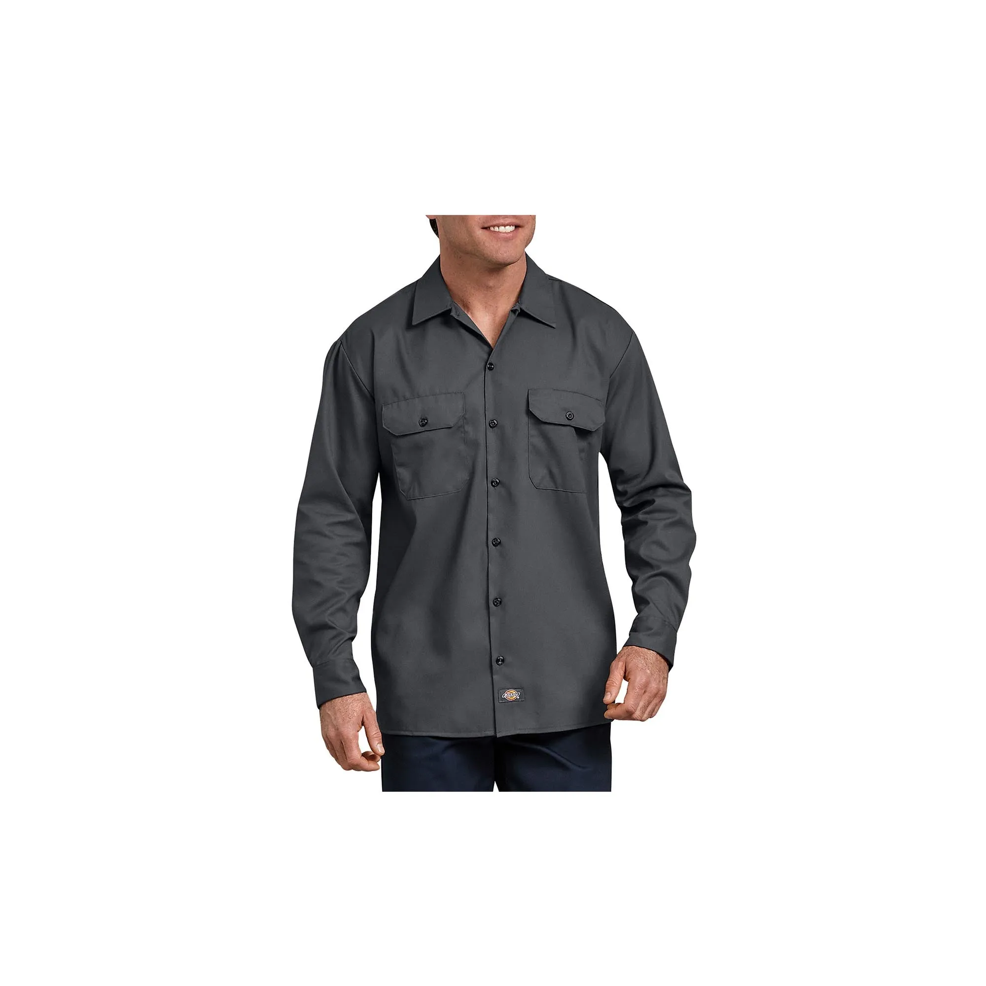 Dickies FLEX Relaxed Fit Long Sleeve Twill Work Shirt Charcoal Gray