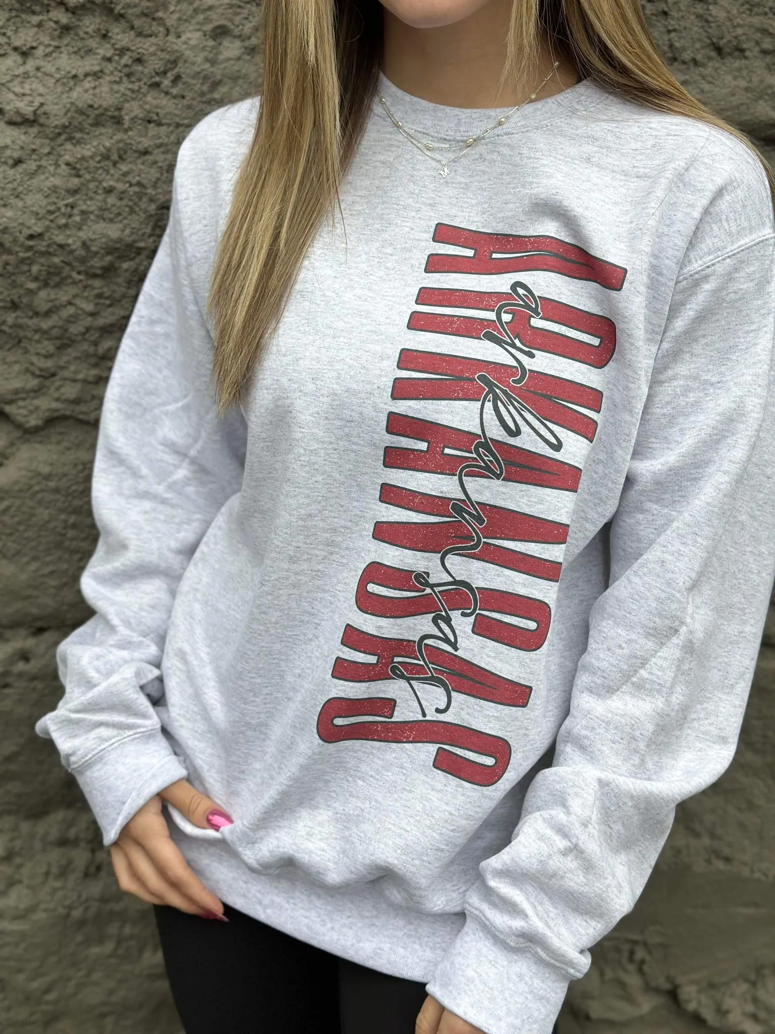 Distressed Vertical Print Arkansas Sweatshirt