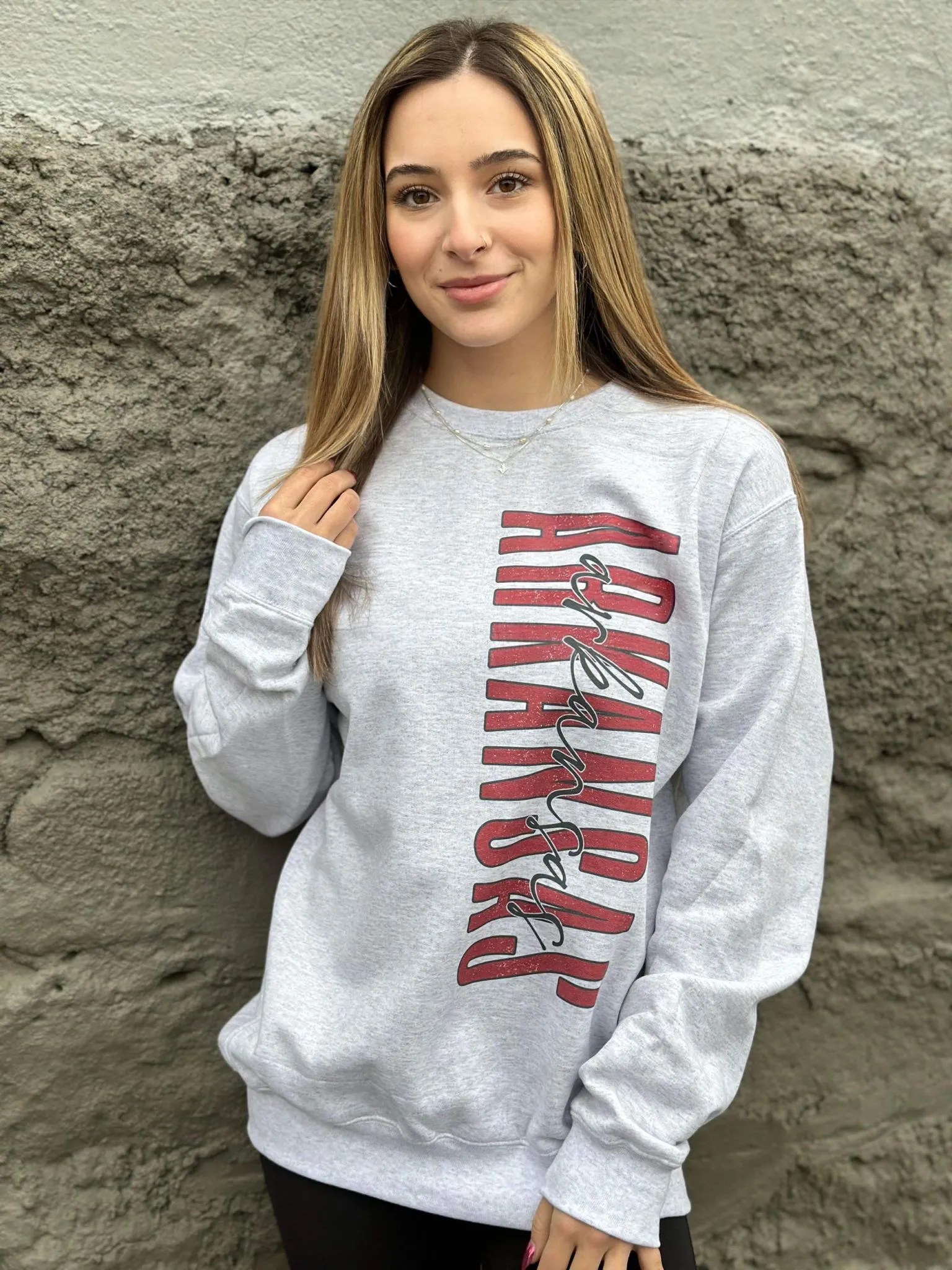 Distressed Vertical Print Arkansas Sweatshirt