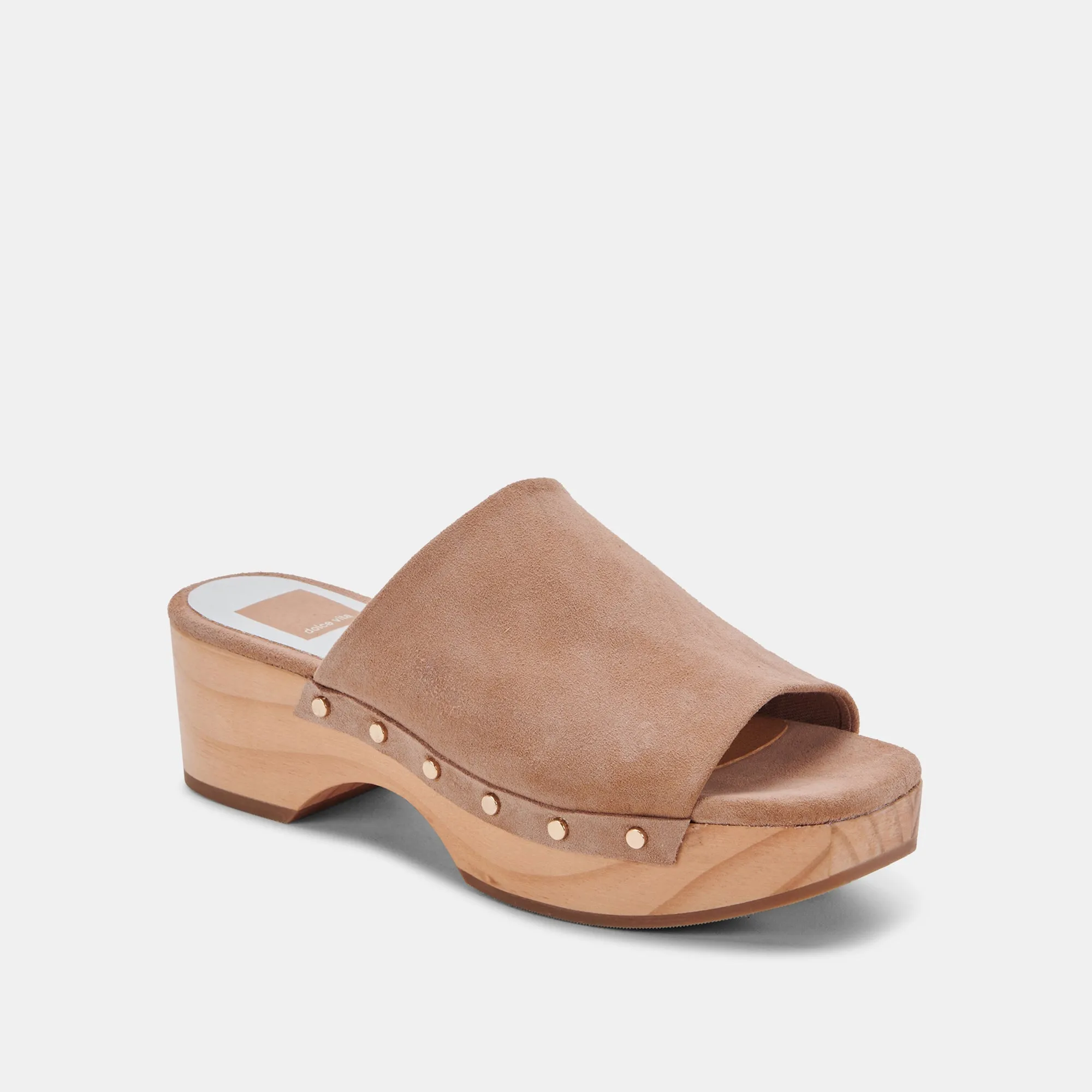 DORADO MULES IN TAUPE SUEDE - re:vita