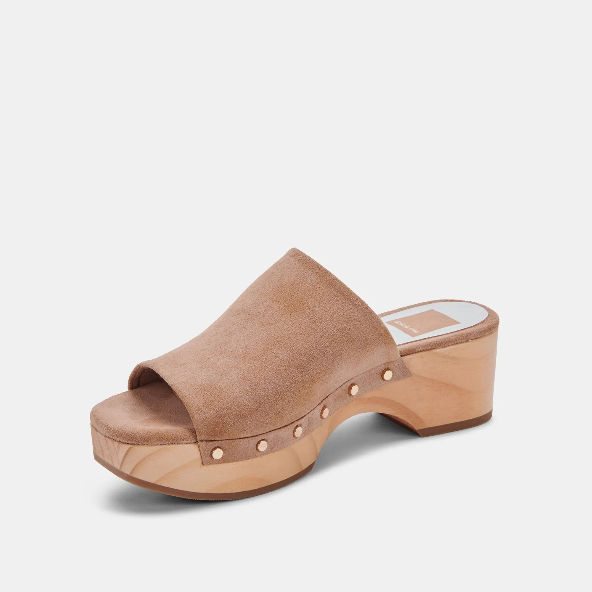 DORADO MULES IN TAUPE SUEDE - re:vita