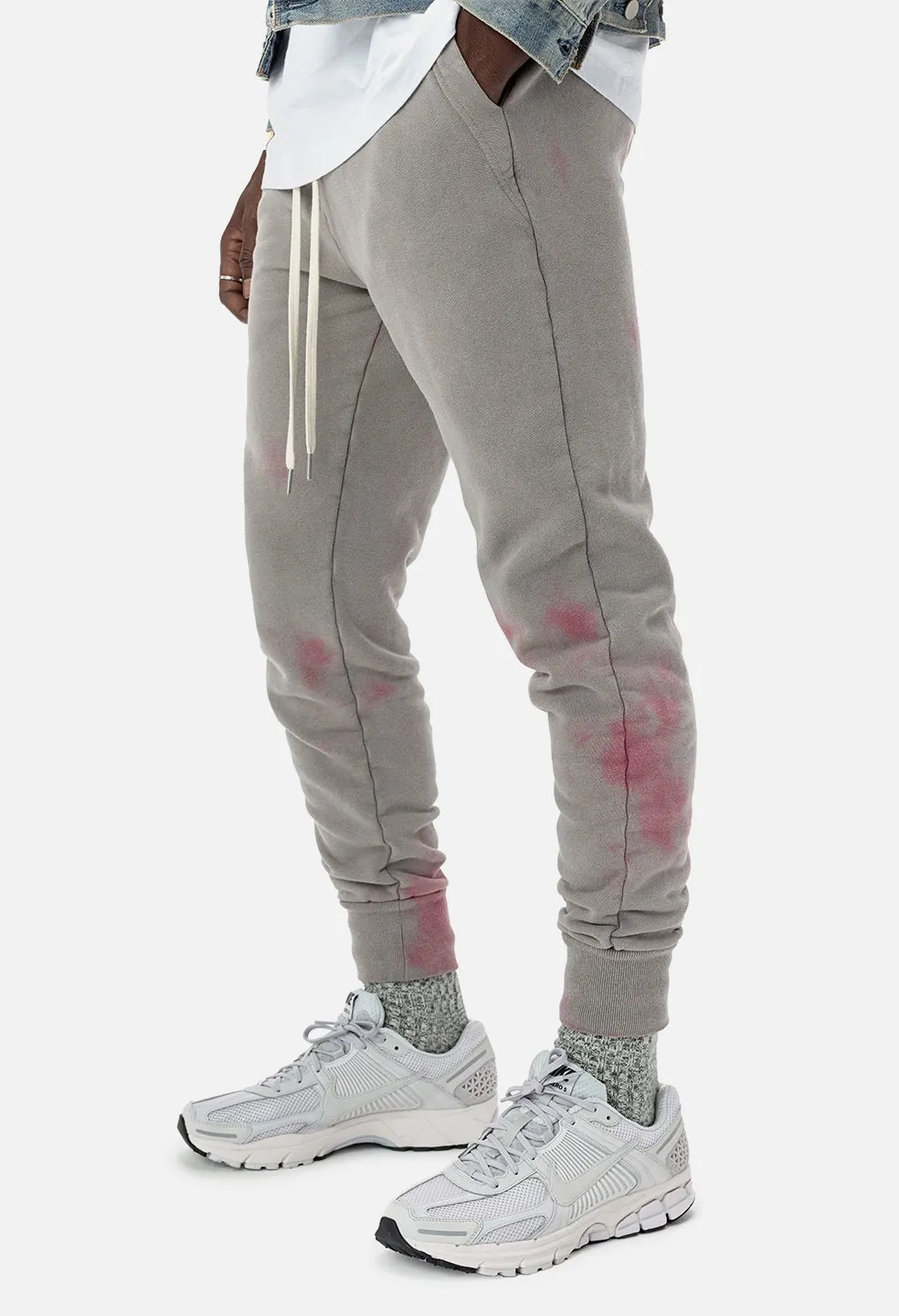 Double Dye Ebisu Sweatpants / Grey X Pink