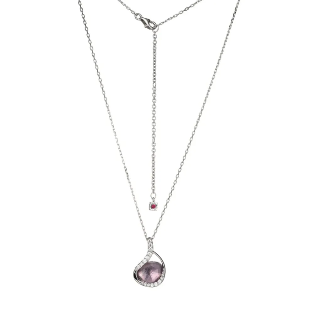 Elle Treasure White Crystal and Amethyst Pendant Necklace