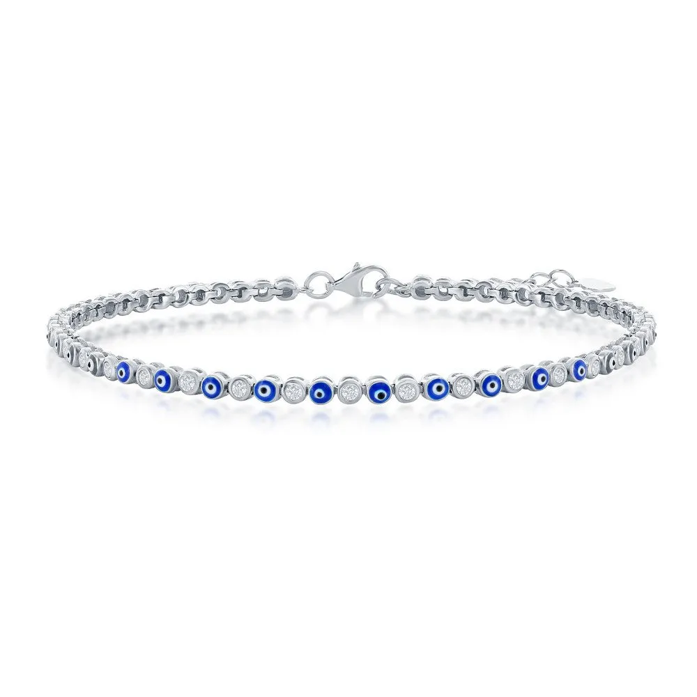 Enamel Evil Eye Tennis Bracelet