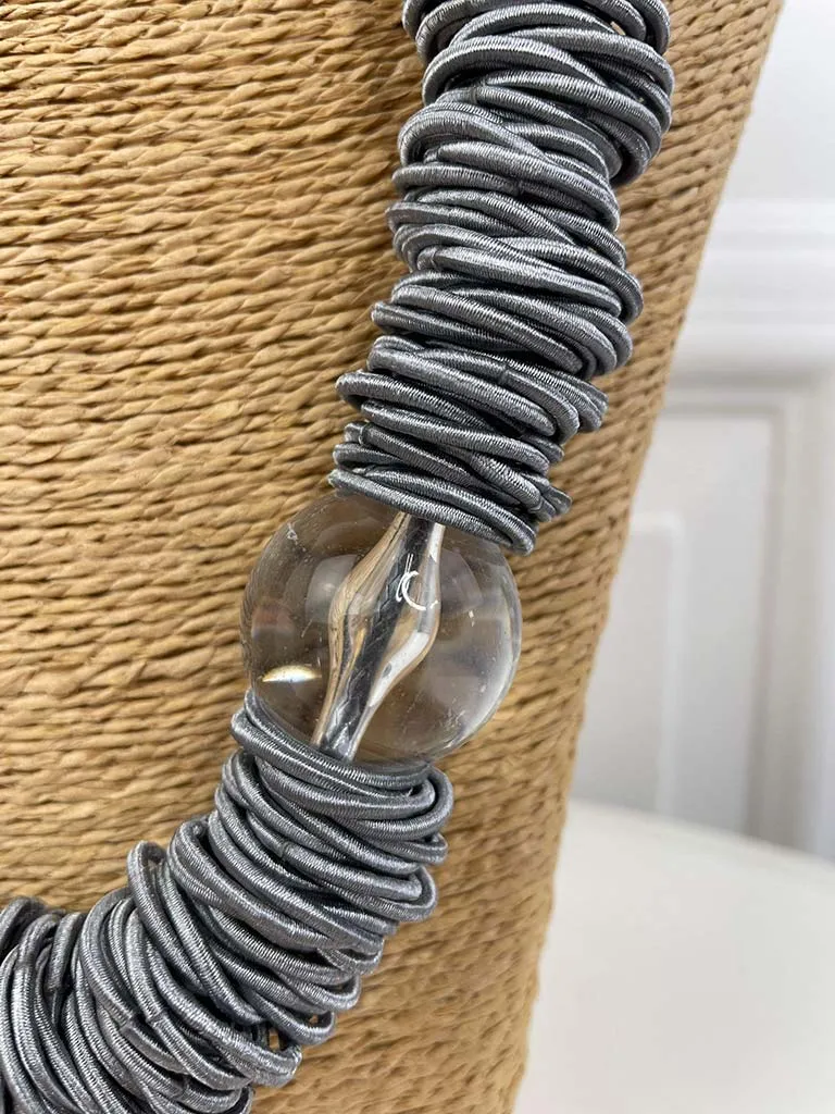 Envy Rope, Bead & Cube Necklace - Grey