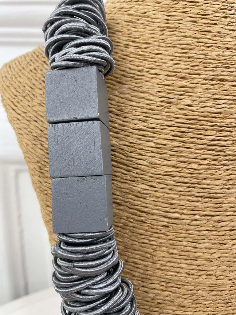 Envy Rope, Bead & Cube Necklace - Grey